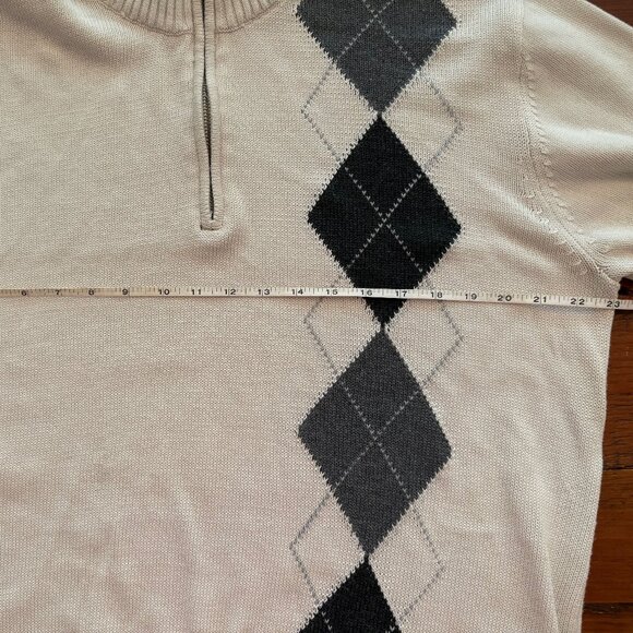 MENS OSCAR DE LA RENTA QUARTER ZIP ARGYLE SWEATER; SIZE LARGE - Picture 2 of 6